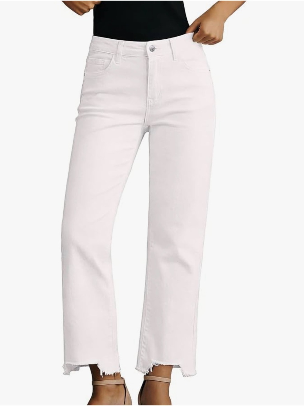 luvamia Medium 8-10 Straight Leg Jeans for Women Cropped Trendy Mid Rise
